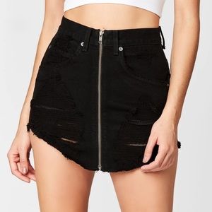 LF Carmar Black Denim Zip Up Skirt